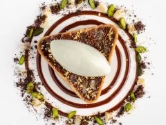 Ginger and Chocolate Tart with Vegan Pistachio Ice Cream
