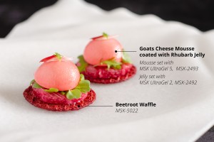 Goat's Cheese Mousse coated with Rhubarb Jelly Goat's Cheese Mousse coated with Rhubarb Jelly