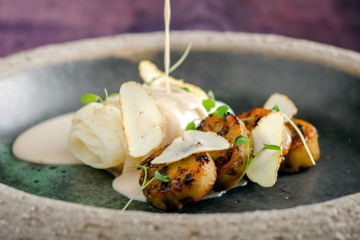 Maple-Glazed Celeriac and Chestnut Slices with Celeriac Tagliatelle