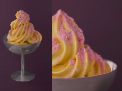 Passionfruit Soft Serve with White Chocolate and Raspberry Crumble
