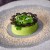 Pea Mousse with a Black Garlic Tuile and Lemon Verbena Gel