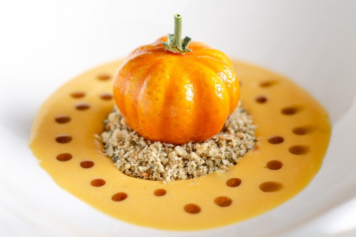 Roasted Pumpkin and Parmesan Soup with Pumpkin Seed Ice Cream