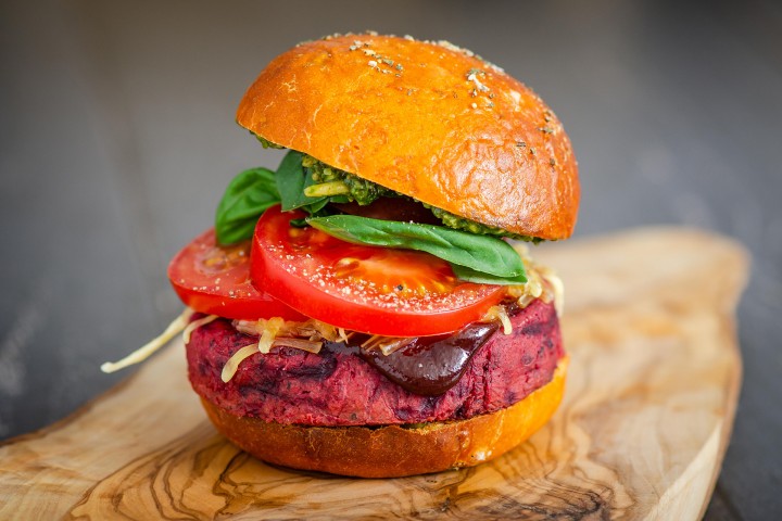 Sweet Potato and Beetroot Burgers (with flavoured burger buns)