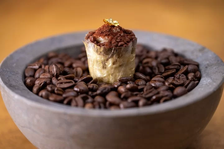 Tiramisu Cup with a Spherified Espresso Bubble Tiramisu Cup with a Spherified Espresso Bubble