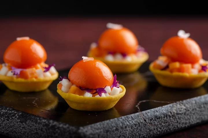 Winter Tartlet - Pumpkin and Truffle Puree, Glazed in a Carrot Jelly Winter Tartlet - Pumpkin and Truffle Puree, Glazed in a Carrot Jelly