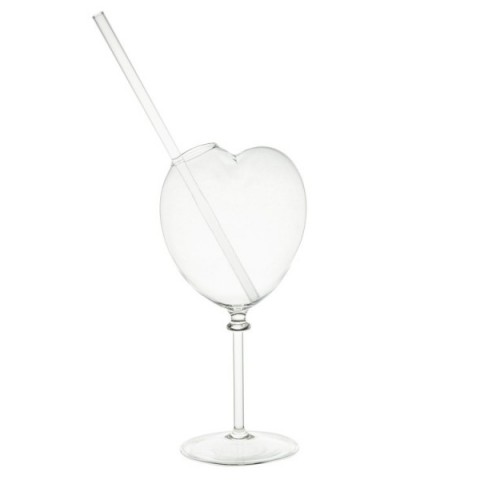 Heart Glass with Straw by 100% Chef, 1 unit