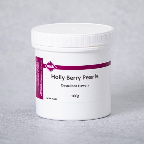Holly Berry Pearls Crystallised Flowers, 100g