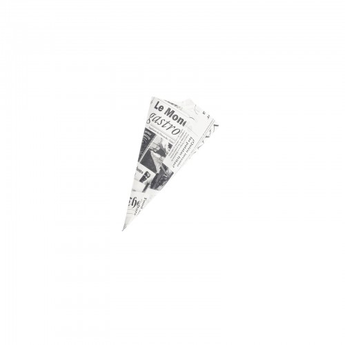 Medium Newspaper Print Paper Cones by 100% Chef, 200pk