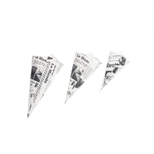Medium Newspaper Print Paper Cones by 100% Chef, 200pk