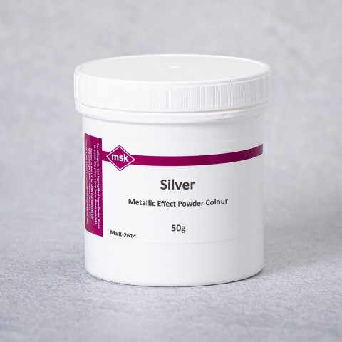 Silver Metallic Effect Powder Colour, 50g Silver Metallic Effect Powder Colour, 50g