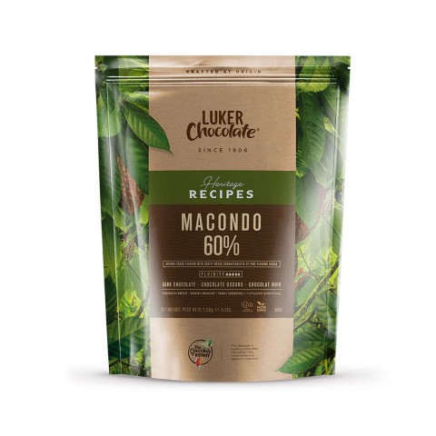 Macondo 60% Dark Chocolate Couverture by Luker Chocolate, 2.5kg Macondo 60% Dark Chocolate Couverture by Luker Chocolate, 2.5kg
