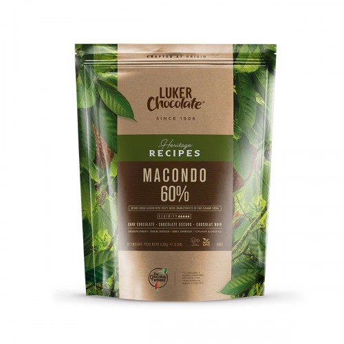 Macondo 60% Dark Chocolate Couverture by Luker Chocolate, 2.5kg Macondo 60% Dark Chocolate Couverture by Luker Chocolate, 2.5kg