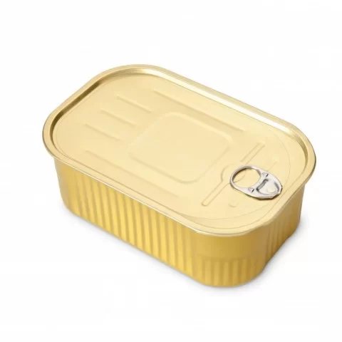 100oz 603x700 Gold Metal Food Can and Gold Regular Lid - Wells Can Company