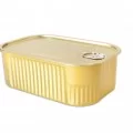 Rectangular Giant Golden Cans with Lids, 750ml by 100% Chef, 42pk Rectangular Giant Golden Cans with Lids, 750ml by 100% Chef, 42pk