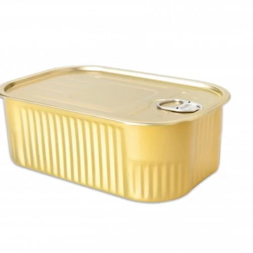 Rectangular Giant Golden Cans with Lids, 750ml by 100% Chef, 42pk Rectangular Giant Golden Cans with Lids, 750ml by 100% Chef, 42pk
