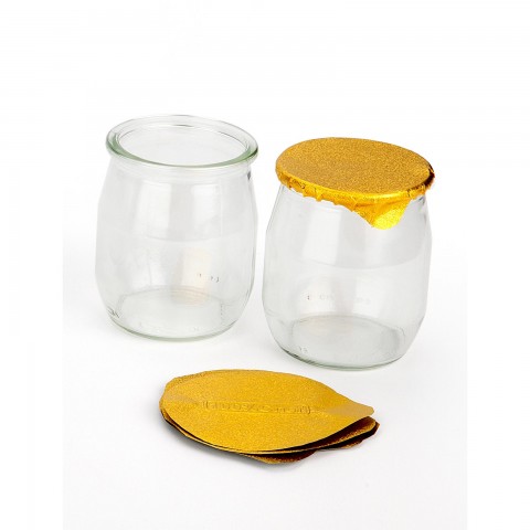 Thermo Seal Lids (Gold) for 120ml Yoghurt Pots, 600pk Thermo Seal Lids (Gold) for 120ml Yoghurt Pots, 600pk