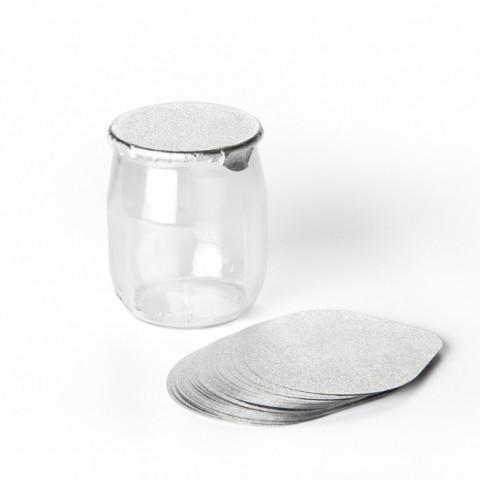Thermo Seal Lids (Silver) for 120ml Yoghurt Pots, 600pk Thermo Seal Lids (Silver) for 120ml Yoghurt Pots, 600pk
