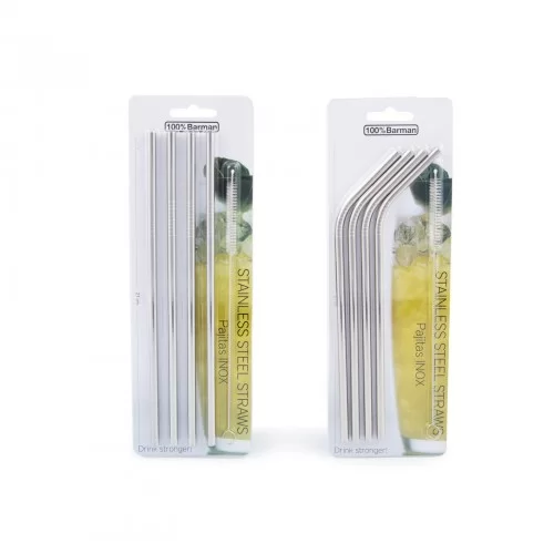 Stainless Steel Straws (Bent, 6mm x 215mm) by 100% Chef, 4pk Stainless Steel Straws (Bent, 6mm x 215mm) by 100% Chef, 4pk