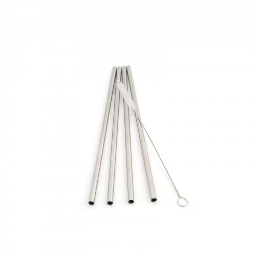 Stainless Steel Straws (Straight, 6mm x 210mm) by 100% Chef, 4pk