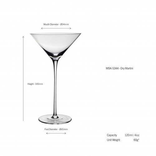 Moner Dry, Martini Glass, 120 ml by 100% Chef, 4pk