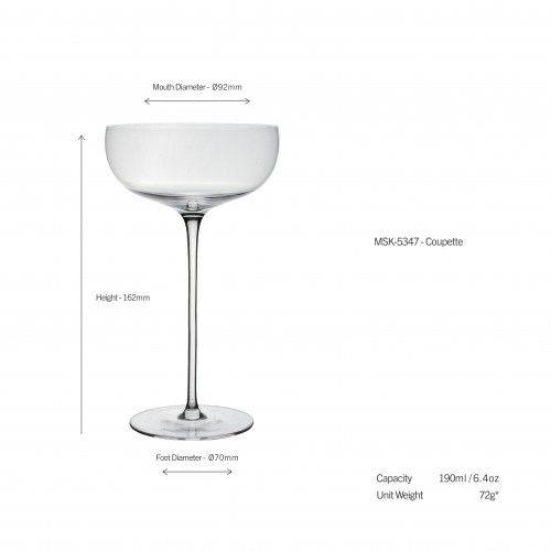 Moner Coupette, Cocktail Glass, 190 ml by 100% Chef, 4pk