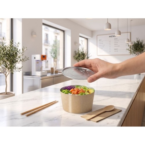 Automatic Bowl Sealer - Ø153 mm, White - For Takeaway by 100% Chef, 1 unit