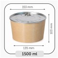 Bowls with Lids (Hot Food) - White, 1,500 ml, for use with Bowl Sealer Ø153, Pack of 300 by 100% Chef, 1 unit