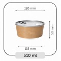 Bowls with Lids (Cold Food) - Kraft, 510 ml, for use with Bowl Sealer Ø126, Pack of 250 by 100% Chef, 1 unit