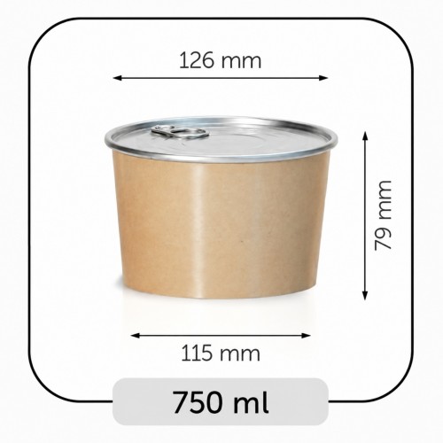 Bowls with Lids (Cold Food) - White, 750 ml, for use with Bowl Sealer Ø126, Pack of 250 by 100% Chef, 1 unit