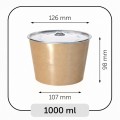 Bowls with Lids (Hot Food) - White, 1,000 ml, for use with Bowl Sealer Ø126, Pack of 250 by 100% Chef, 1 unit