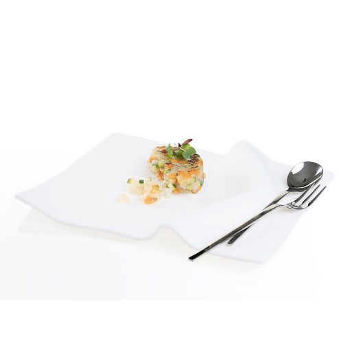 Draped Glass Presentation Plate (White), 22 x 18 x 2 cm by 100% Chef, 1 unit