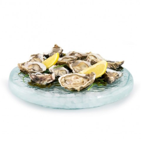 12 Oyster Glass Seafood Tray with Ice Compartment (Ø34 x 4cm) by 100% Chef, 1 unit