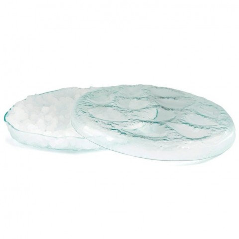 12 Oyster Glass Seafood Tray with Ice Compartment (Ø34 x 4cm) by 100% Chef, 1 unit
