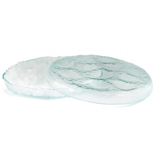 12 Oyster Glass Seafood Tray with Ice Compartment (Ø34 x 4cm) by 100% Chef, 1 unit