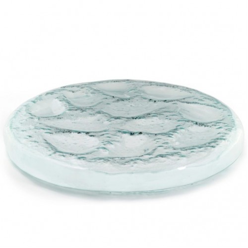 12 Oyster Glass Seafood Tray with Ice Compartment (Ø34 x 4cm) by 100% Chef, 1 unit