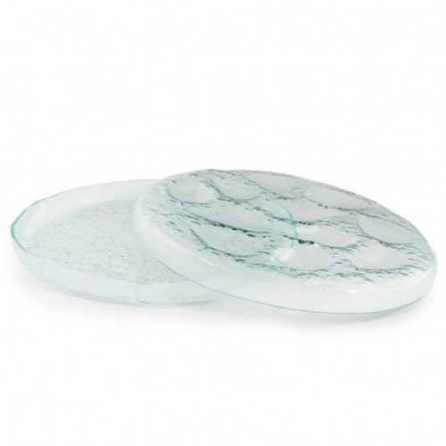 12 Oyster Glass Seafood Tray with Ice Compartment (Ø34 x 4cm) by 100% Chef, 1 unit