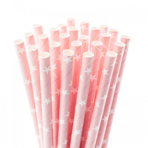 Pink Star Fancy Straws, 50pk