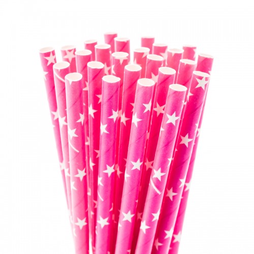 Baby Pink Star Fancy Straws, 50pk
