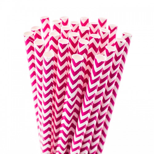 Bright Pink Chevron Fancy Straws, 50pk Bright Pink Chevron Fancy Straws, 50pk
