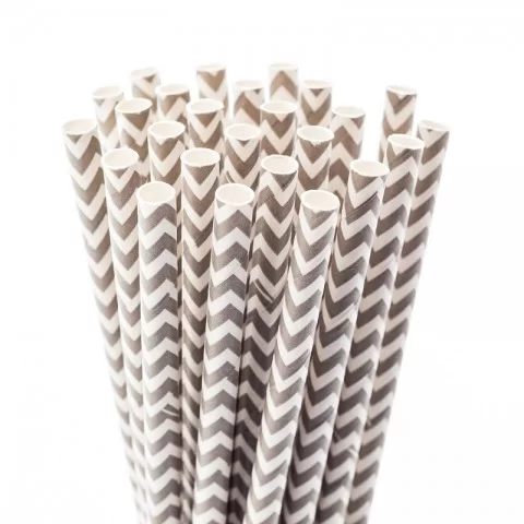 Silver Chevron Paper Straws, Small Straws, Designer Drinking Straws, Gray  Chevron Straws, 25 Pack - Silver Chevron Straws