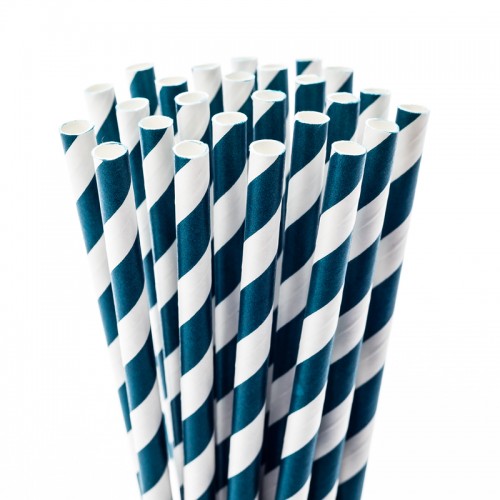 Navy Blue Stripe Fancy Straws, 50pk