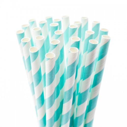 Sky Blue Stripe Fancy Straws, 50pk
