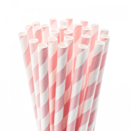 Pink Stripe Fancy Straws, 50pk