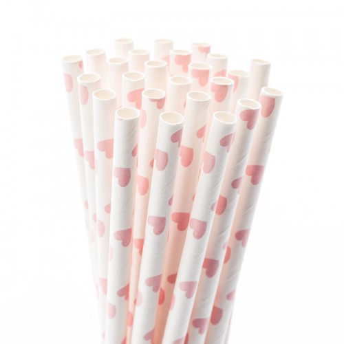 Pink Heart Fancy Straws, 50pk