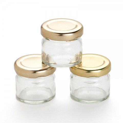 Mini Jam Jar, dia4.5 x 4cm/30ml gold, 105pk Mini Jam Jar, dia4.5 x 4cm/30ml gold, 105pk