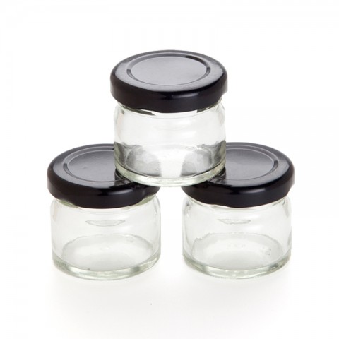 Mini Jam Jar, dia4.5 x 4cm/30ml, black, 105pk Mini Jam Jar, dia4.5 x 4cm/30ml, black, 105pk