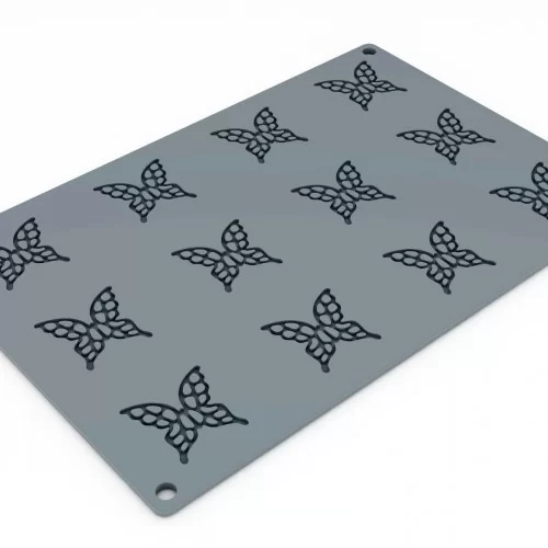 Butterfly Silicone Stencil, 12 Indents by Pavoni Italia, 1 unit Butterfly Silicone Stencil, 12 Indents by Pavoni Italia, 1 unit