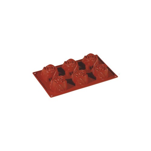 Formaflex Silicone Mould - 6 Rose Indents dia75mm x h40mm, vol 90ml by Pavoni Italia, 1 unit