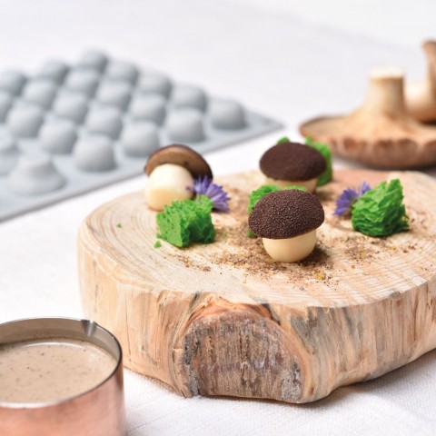 Silicone Mould, Gourmand - Mushroom, 40 indents, 8ml by Pavoni Italia, 1 unit Silicone Mould, Gourmand - Mushroom, 40 indents, 8ml by Pavoni Italia, 1 unit