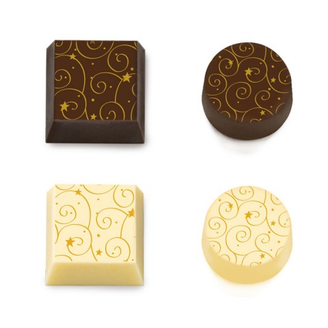 Swirly Stars (Non-Azo) Chocolate Transfer Sheets, 10pk